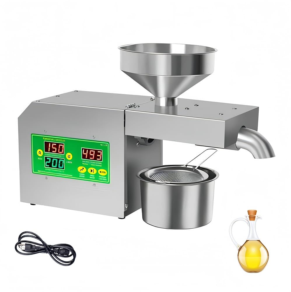 110V 820W Chilly Press Oil Extractor Machine for Residence Use – Electrical Seed Oil Press with Sensible Management & Show for Coconut, Sunflower, Peanut, Almond, and Extra