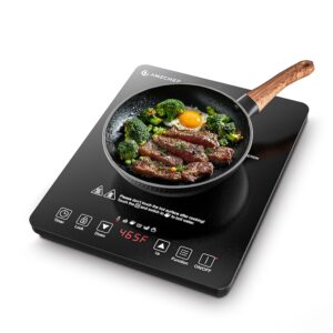 AMZCHEF Transportable Induction Burner – 1800W Single Electrical Cooktop with 20 Temperature and Energy Settings, 5.9″ Heating Coil, Low Noise Design