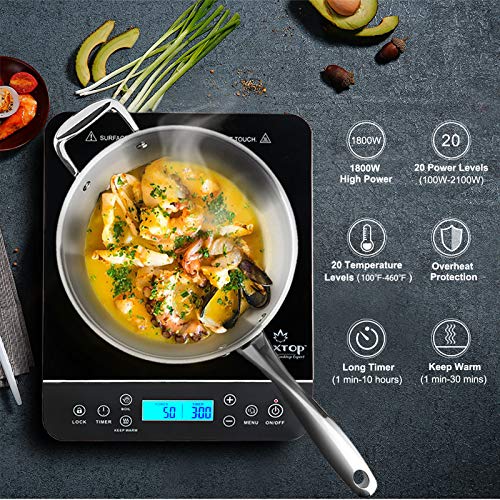 Duxtop 1800 Watts Transportable Induction Cooktop with LCD Contact Sensor, Silver Mannequin 9600LS/BT-200DZ