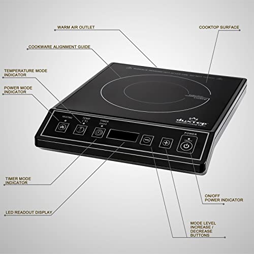 Duxtop 1800W Transportable Induction Countertop Burner, Black Mannequin 9100MC/BT-M20B