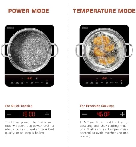 Empava Single Burner Transportable Induction Cooktop, Countertop Electrical Range with 3 Preset Modes, Shatter-Proof Flat Glass Floor, 110-120 Volt Plug-in for Kitchen Use