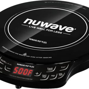 Nuwave Flex Precision Induction Cooktop – 10.25” Shatter-Resistant Ceramic Glass, 6.5” Heating Coil, 45 Temperature Settings from 100°F to 500°F, Three Energy Ranges: 600, 900,…