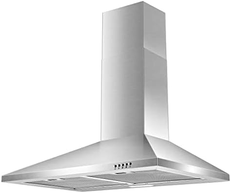 SNDOAS 30-Inch Wall-Mounted Vary Hood in Stainless Metal, Convertible Ducted/Ductless Design, Range Vent Hood with Aluminum Filters, 3-Pace Exhaust Fan, LED Lighting, and...